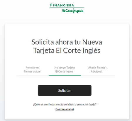 como solicitar tarjeta del corte ingles