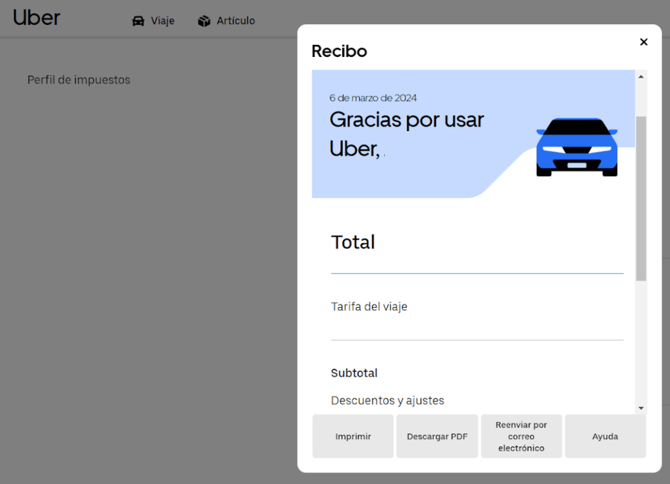 descargar factura uber