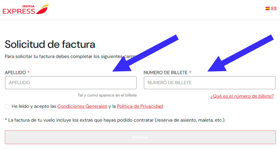 factura iberia express solicitar