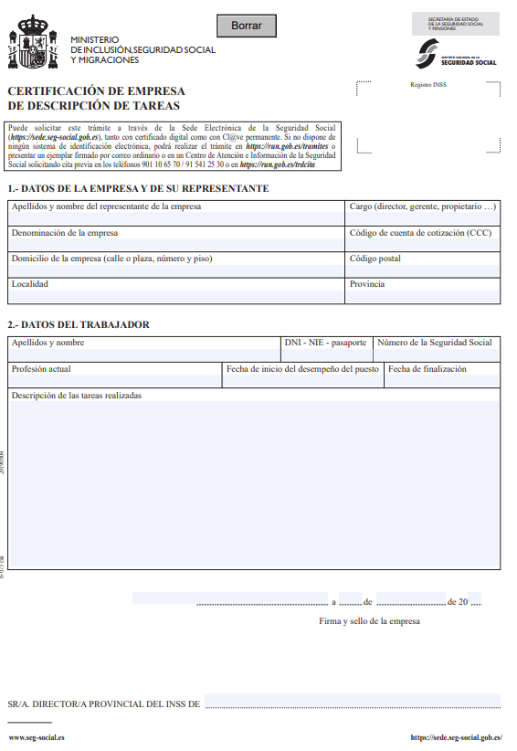 modelo de certificado de funciones o tareas desempeñadas