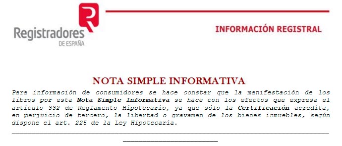 nota simple registro propiedad precio