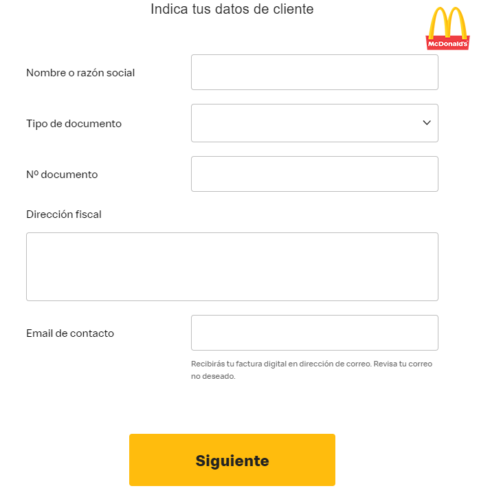 pide tu factura mcdonalds