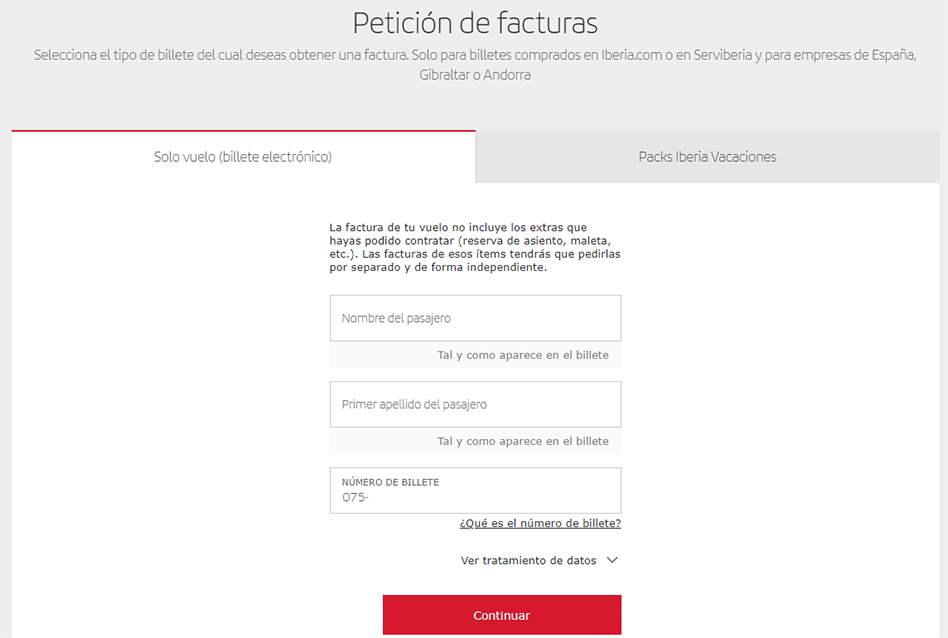 solicitar factura iberia