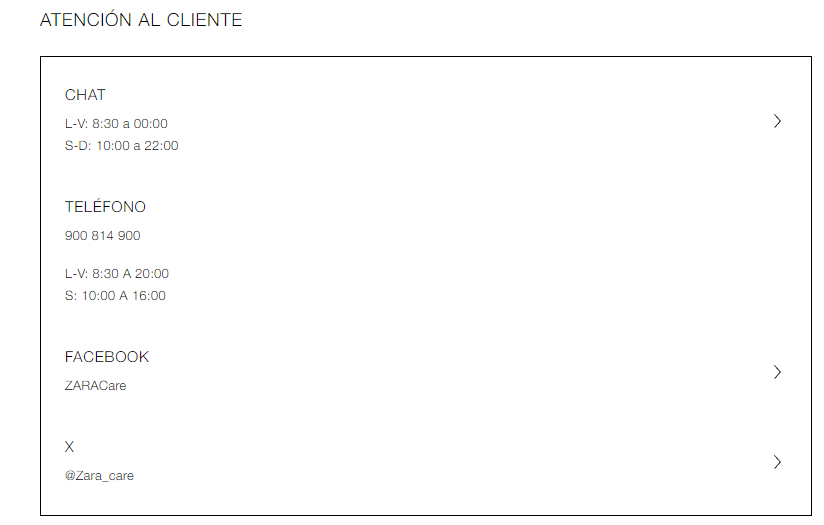 telefono atencion al cliente zara