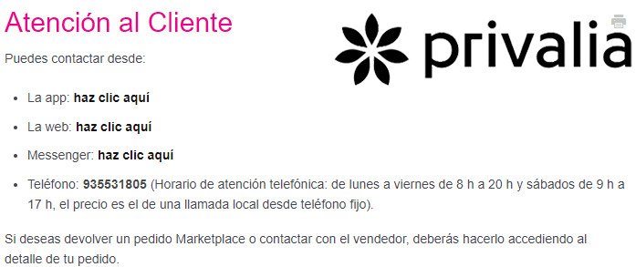 privalia atencion al cliente