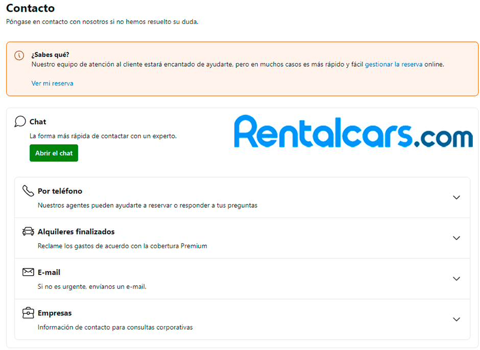 rentalcars teléfono