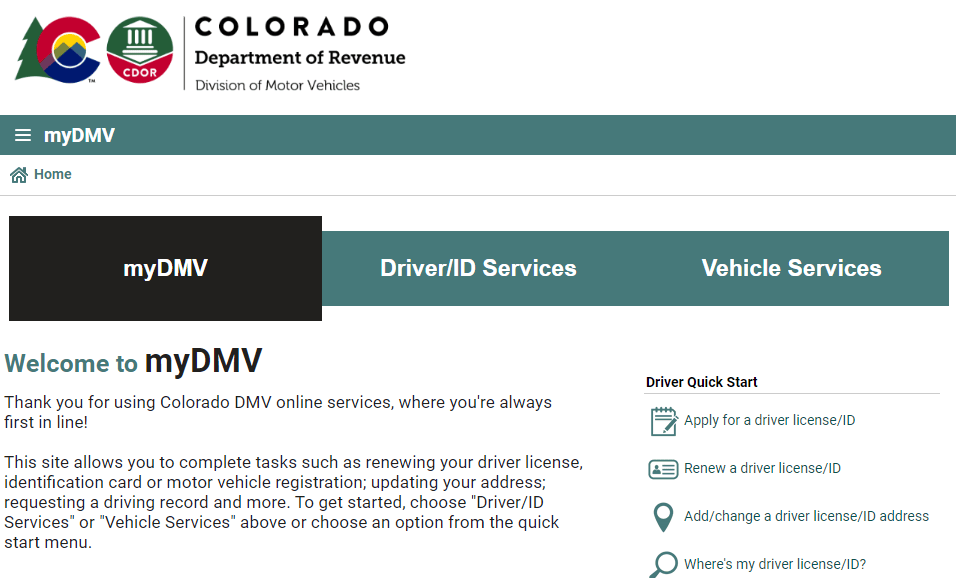 myDMV colorado