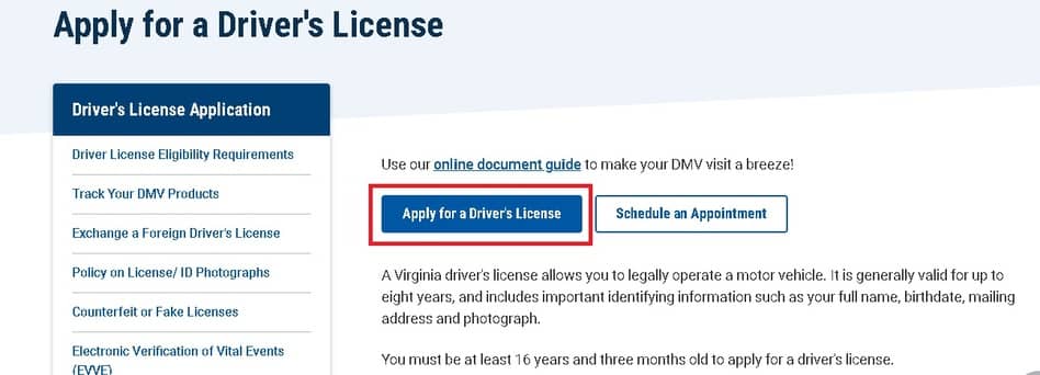 Licencia de conducir en virginia 