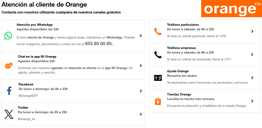 atencion cliente orange telefono