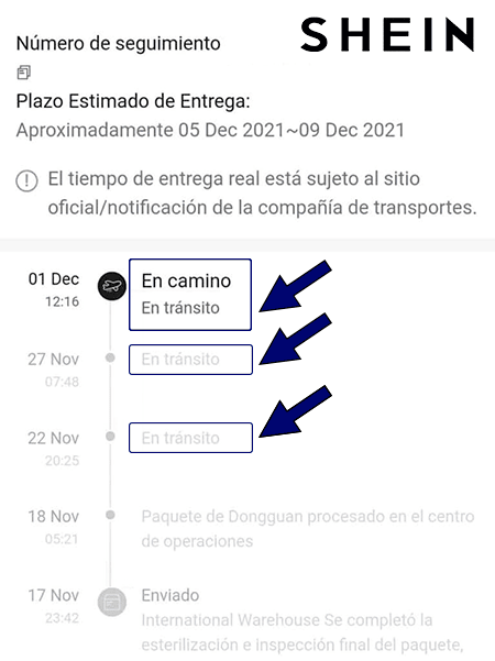en tránsito shein cuánto tarda