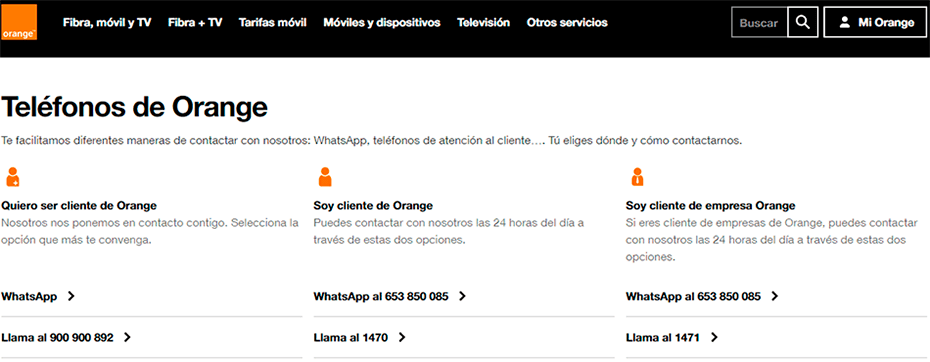 numeros de telefono orange